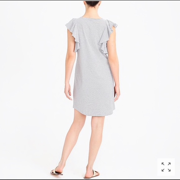 J. Crew Striped Ruffle Shoulder Dress - S M - Picture 2 of 5